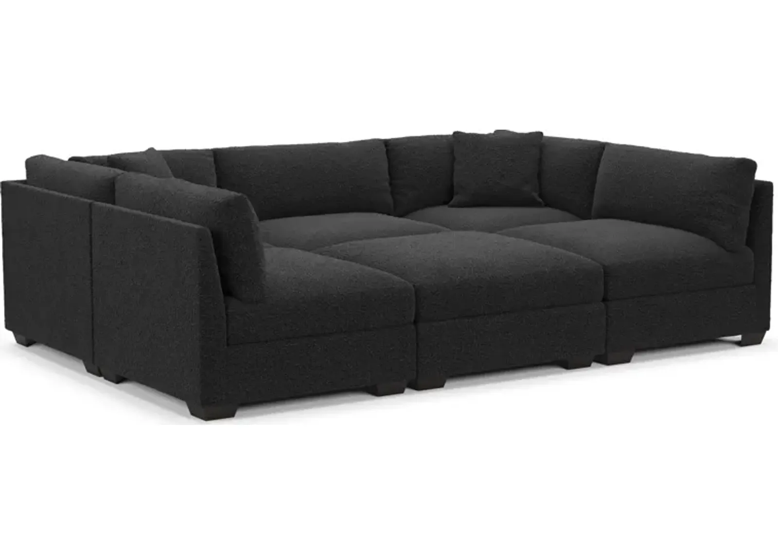 Beckham Hybrid Comfort 6-Piece Pit Sectional - Bloke Obsidian