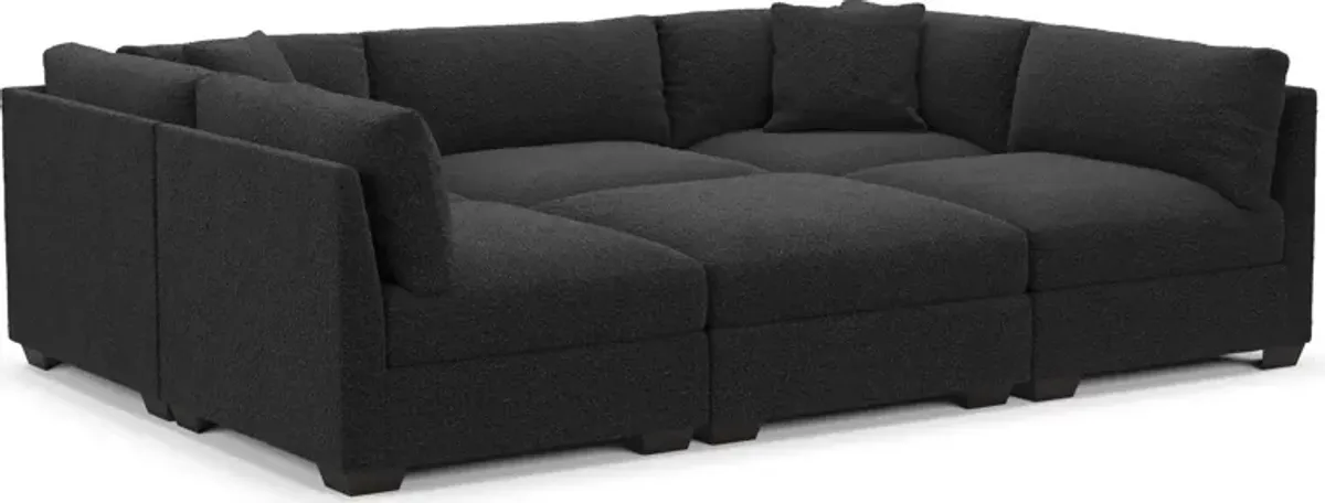 Beckham Hybrid Comfort 6-Piece Pit Sectional - Bloke Obsidian