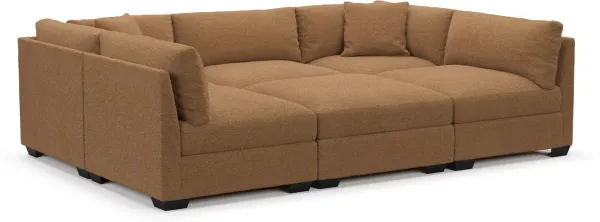 Beckham Hybrid Comfort Sectional - Texel Caramel