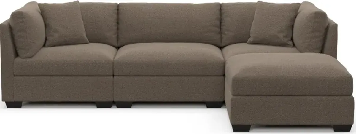 Beckham Foam Comfort 3-Piece Sofa and Ottoman - Liv Umber