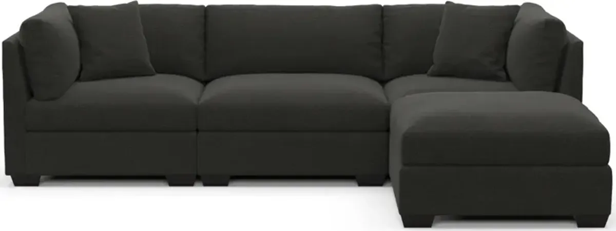 Beckham Foam Comfort 3-Piece Sofa and Ottoman - Liv Onyx