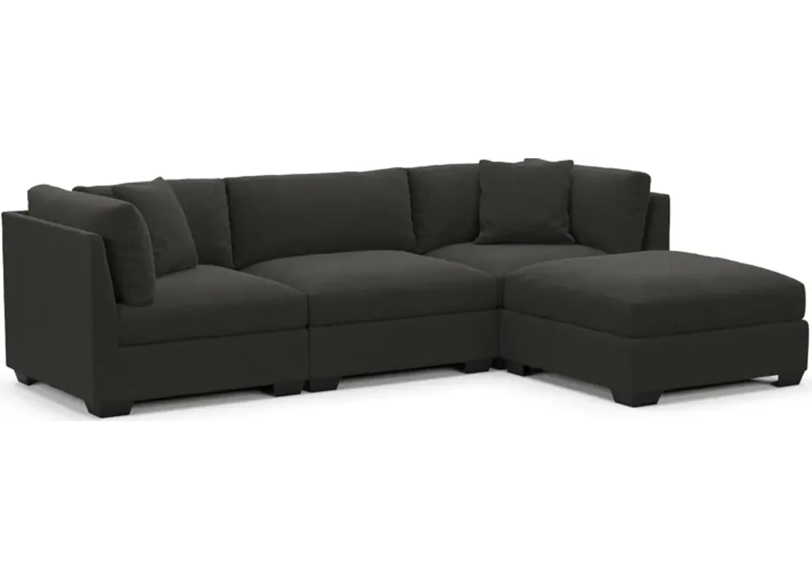 Beckham Foam Comfort 3-Piece Sofa and Ottoman - Liv Onyx