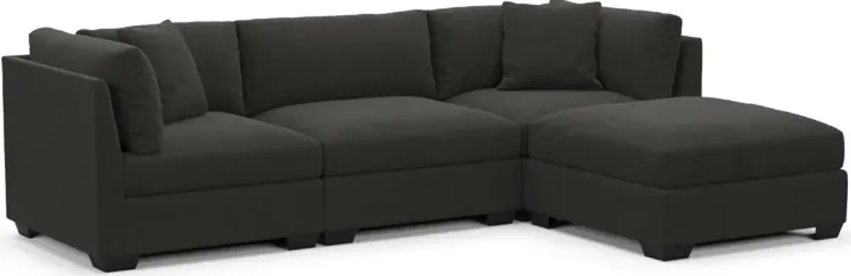 Beckham Foam Comfort 3-Piece Sofa and Ottoman - Liv Onyx