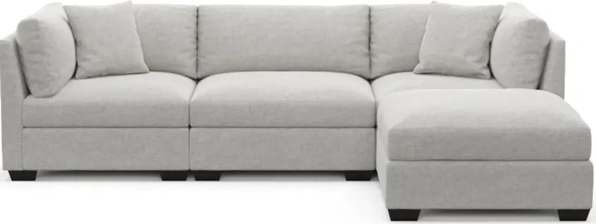 Beckham Foam Comfort 3-Piece Sofa and Ottoman - Adario Fog