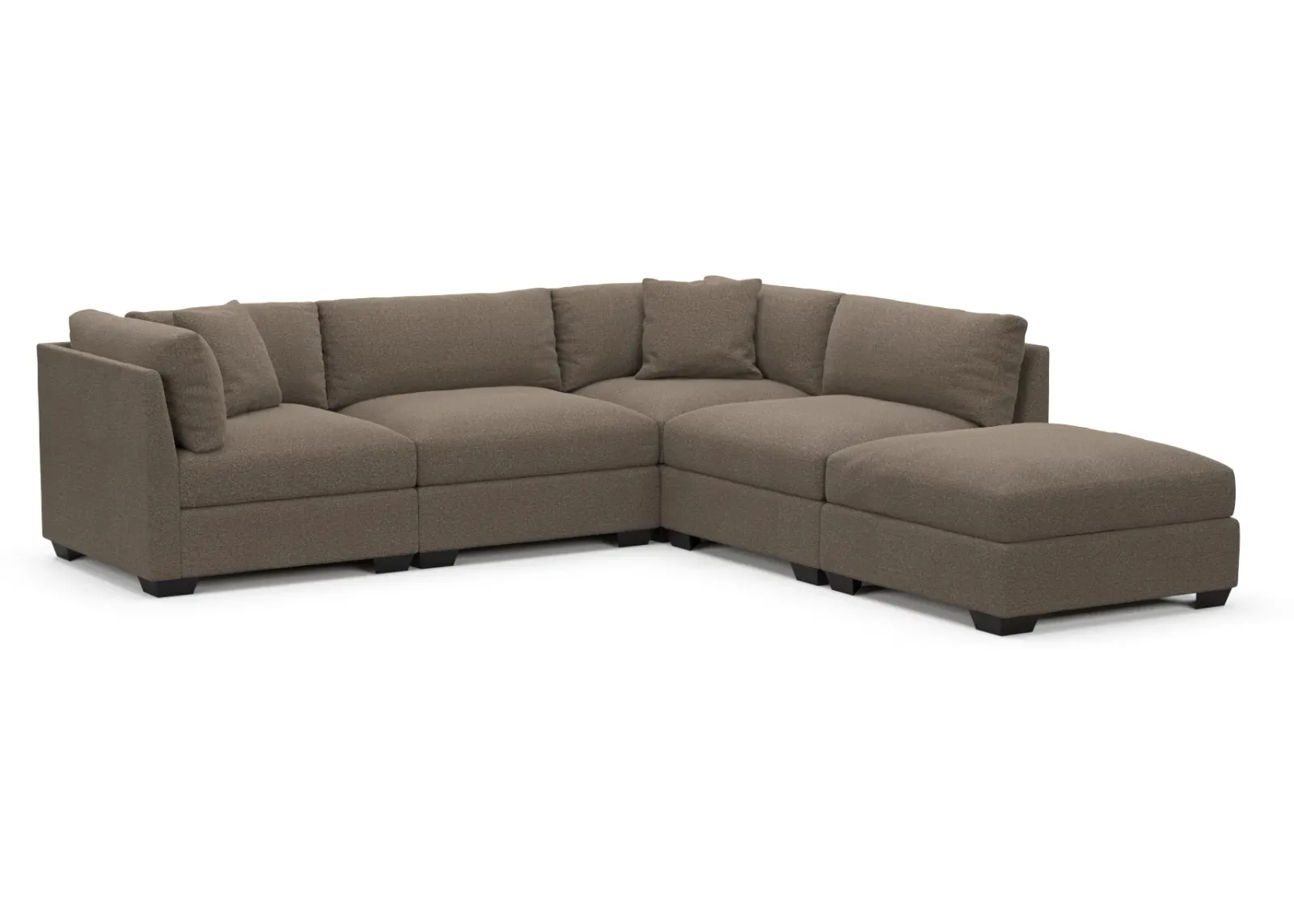 Beckham Foam Comfort 4-Piece Sectional and Ottoman - Liv Umber