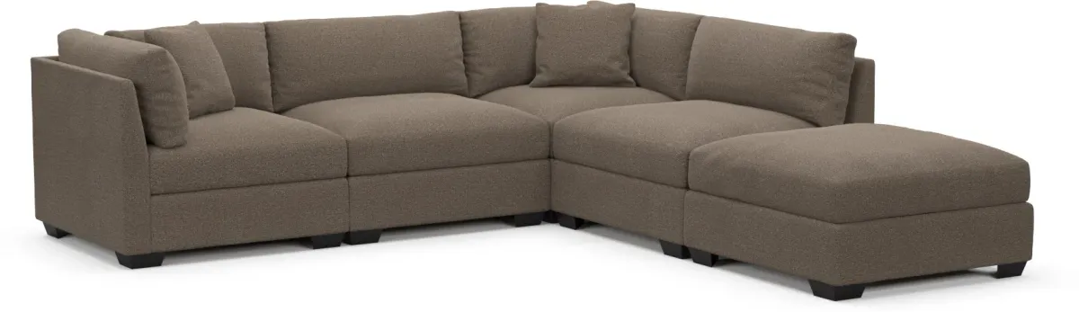 Beckham Foam Comfort 4-Piece Sectional and Ottoman - Liv Umber