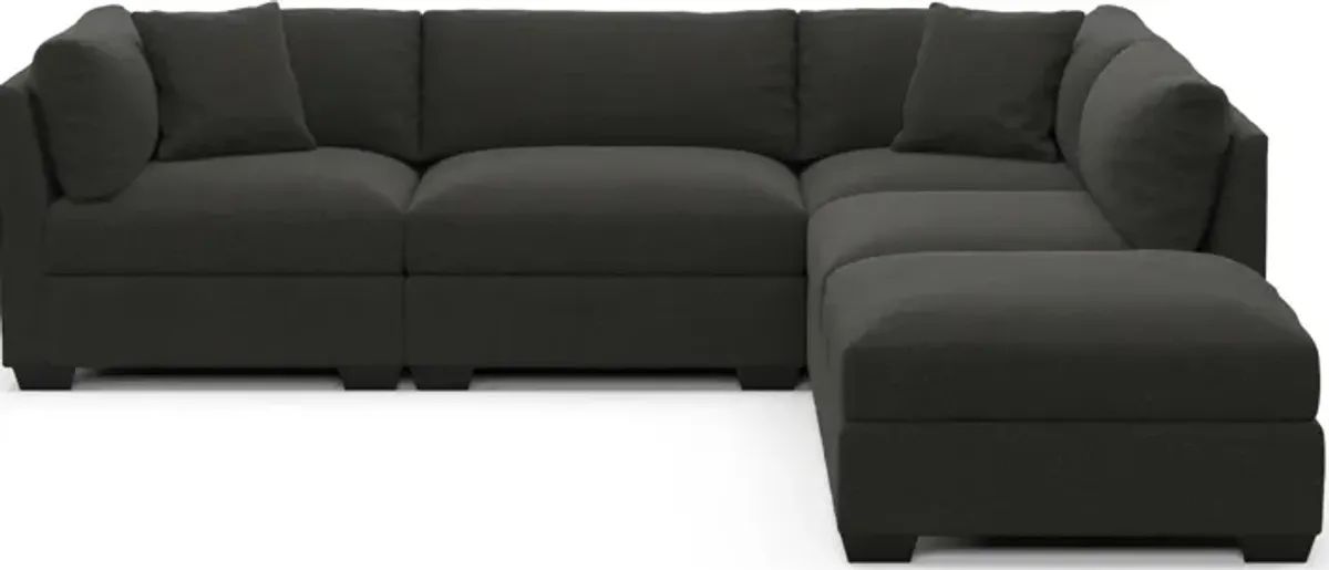 Beckham Foam Comfort 4-Piece Sectional and Ottoman - Liv Onyx