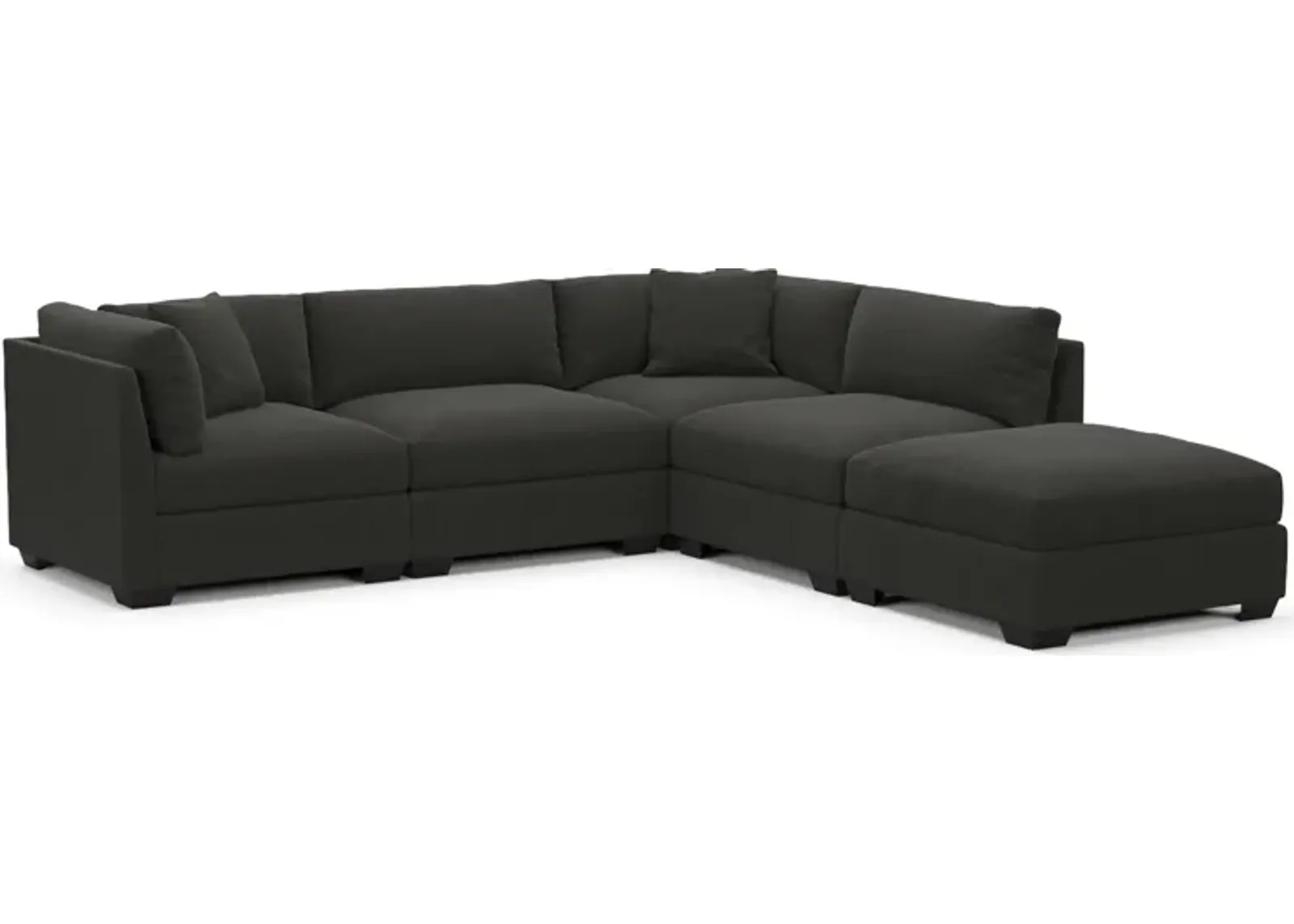 Beckham Foam Comfort 4-Piece Sectional and Ottoman - Liv Onyx