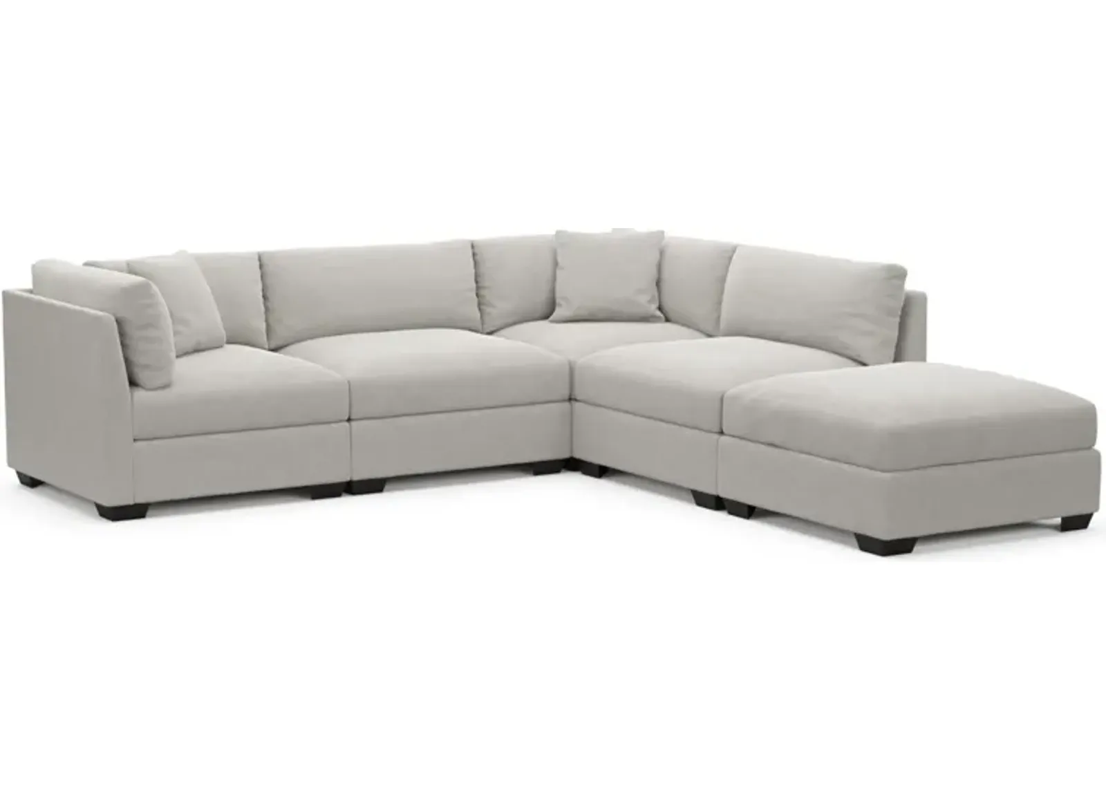 Beckham Foam Comfort 4-Piece Sectional and Ottoman - Basker Dove