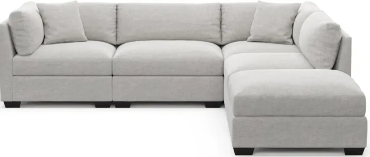 Beckham Foam Comfort 4-Piece Sectional and Ottoman - Adario Fog