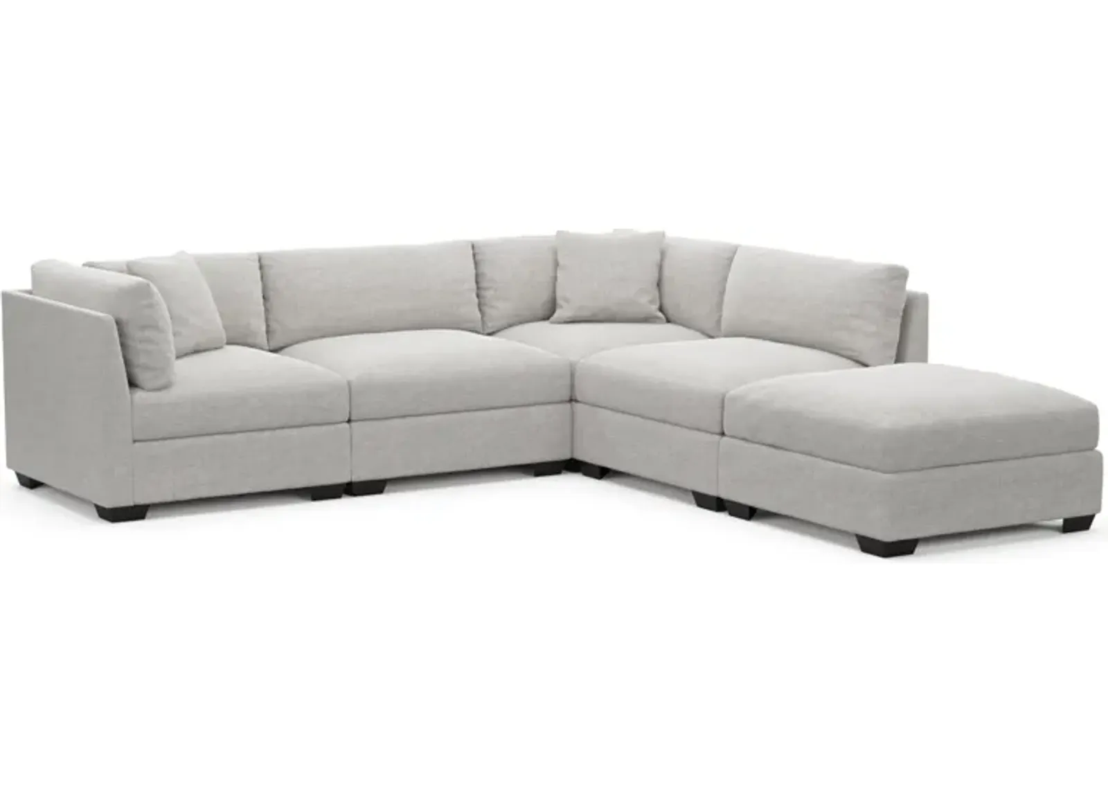 Beckham Foam Comfort 4-Piece Sectional and Ottoman - Adario Fog