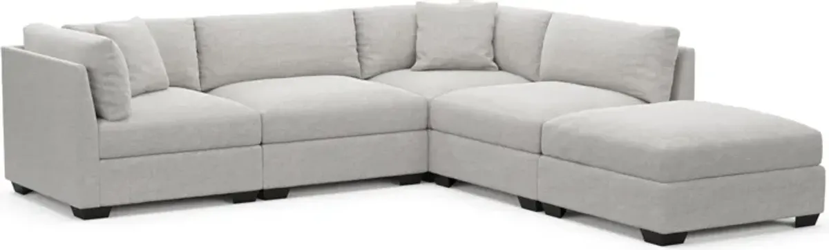 Beckham Foam Comfort 4-Piece Sectional and Ottoman - Adario Fog