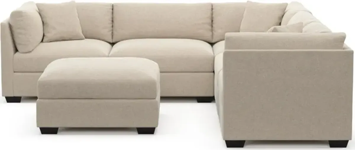 Beckham Foam Comfort 5-Piece Sectional and Ottoman - Basker Antique