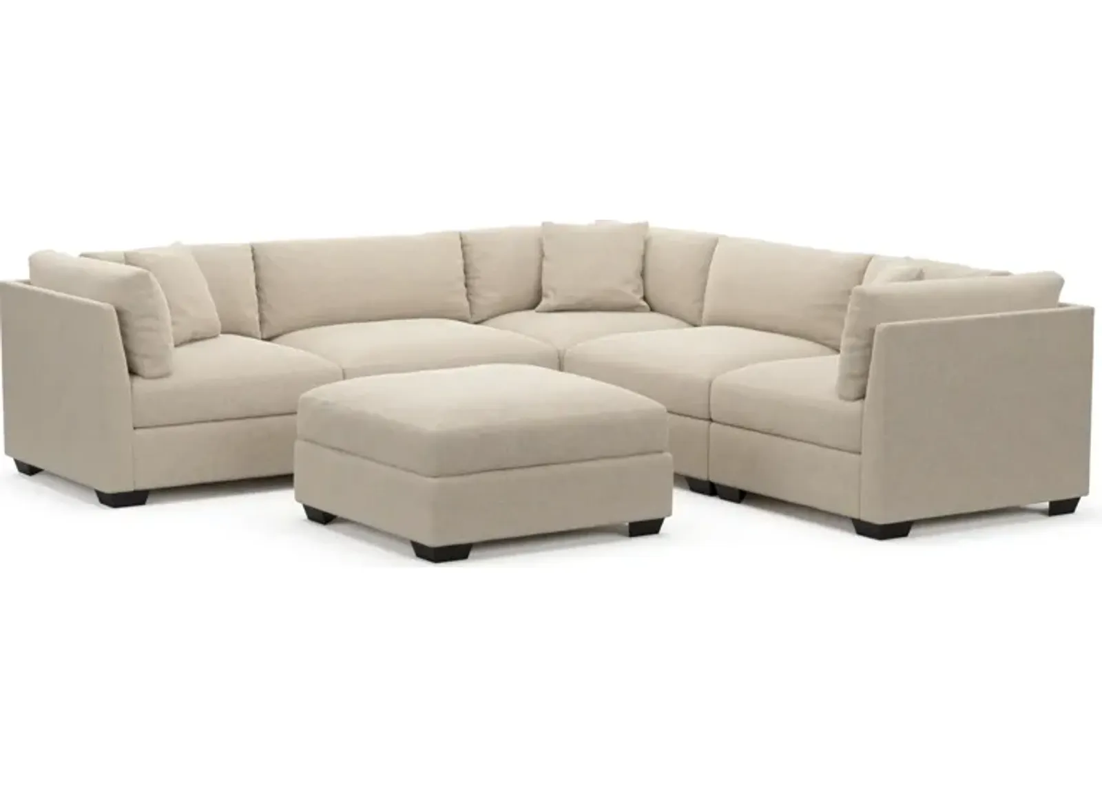 Beckham Foam Comfort 5-Piece Sectional and Ottoman - Basker Antique