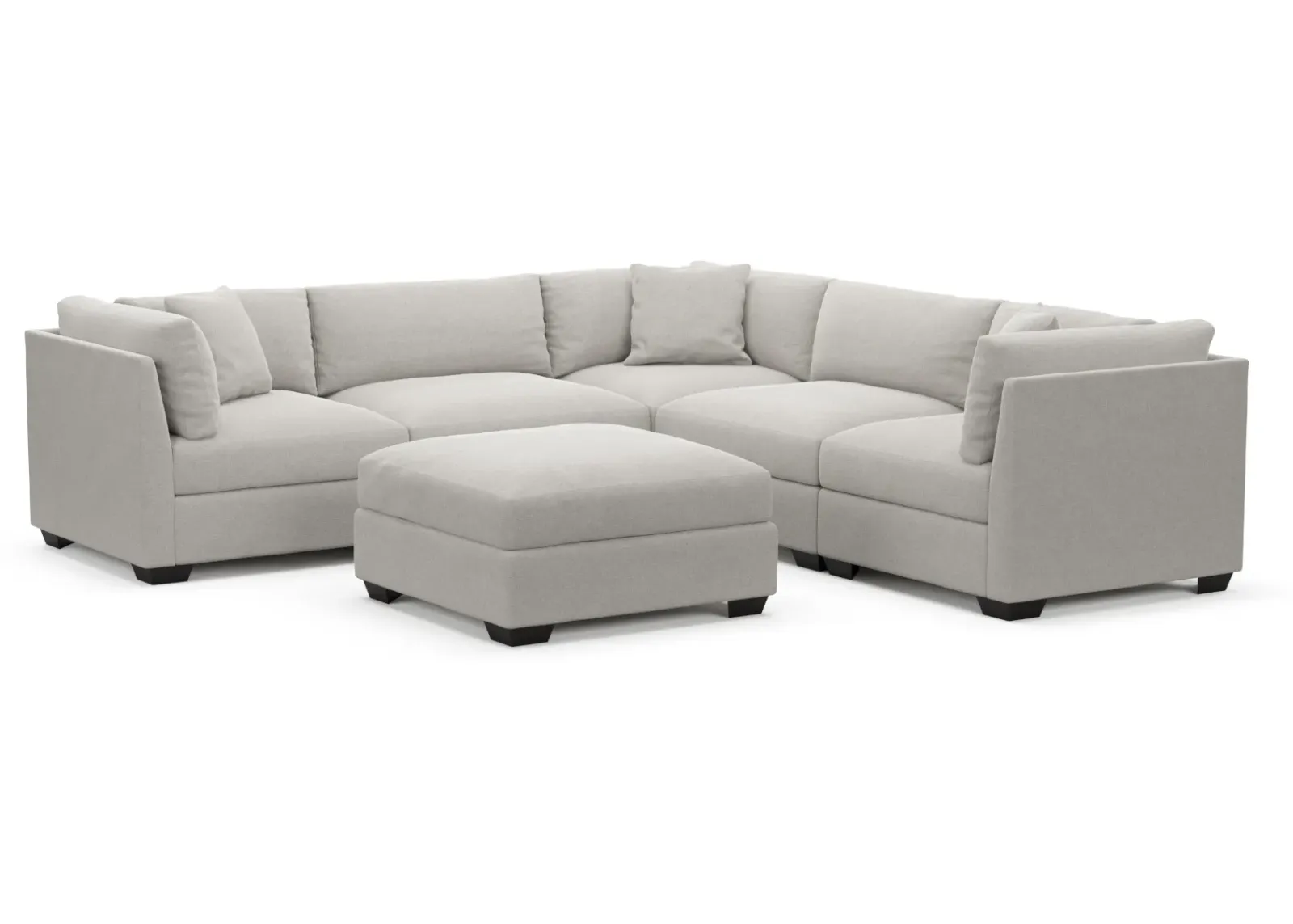 Beckham Foam Comfort 5-Piece Sectional and Ottoman - Basker Dove