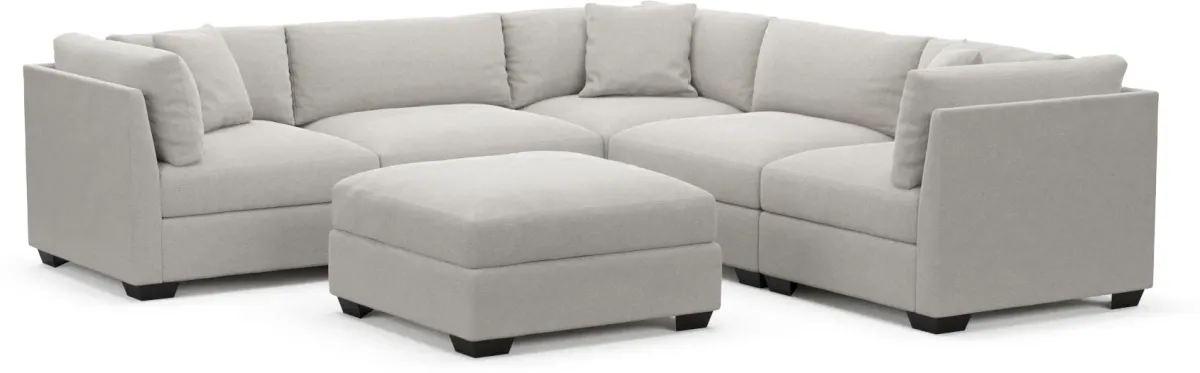 Beckham Foam Comfort 5-Piece Sectional and Ottoman - Basker Dove