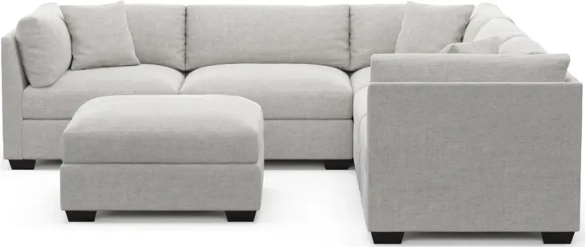 Beckham Foam Comfort 5-Piece Sectional and Ottoman - Adario Fog