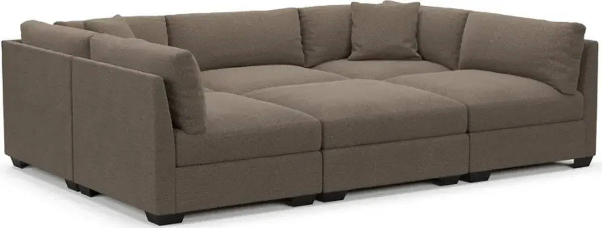 Beckham Foam Comfort 6-Piece Pit Sectional - Liv Umber