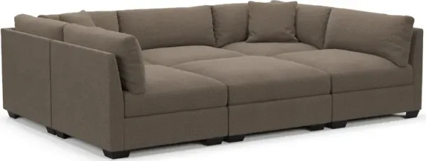 Beckham Foam Comfort 6-Piece Pit Sectional - Liv Umber