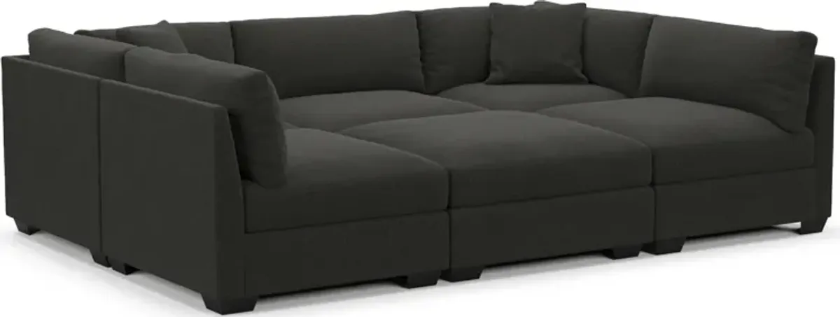 Beckham Foam Comfort 6-Piece Pit Sectional - Liv Onyx