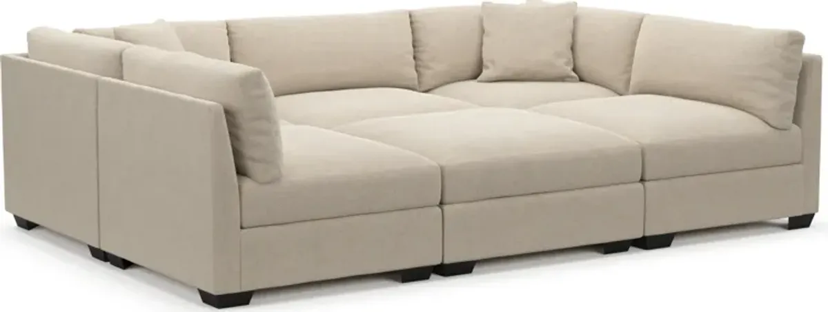 Beckham Foam Comfort 6-Piece Pit Sectional - Basker Antique