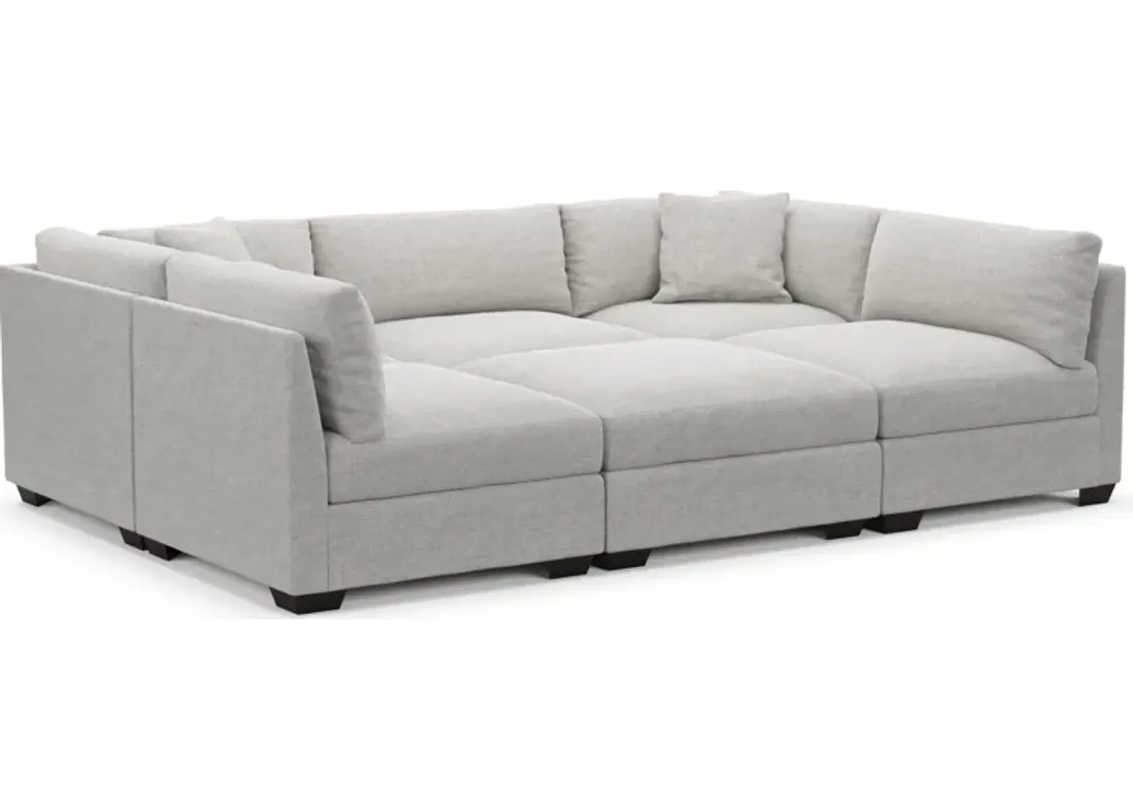 Beckham Foam Comfort 6-Piece Pit Sectional - Adario Fog