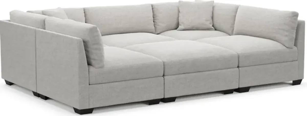 Beckham Foam Comfort 6-Piece Pit Sectional - Adario Fog