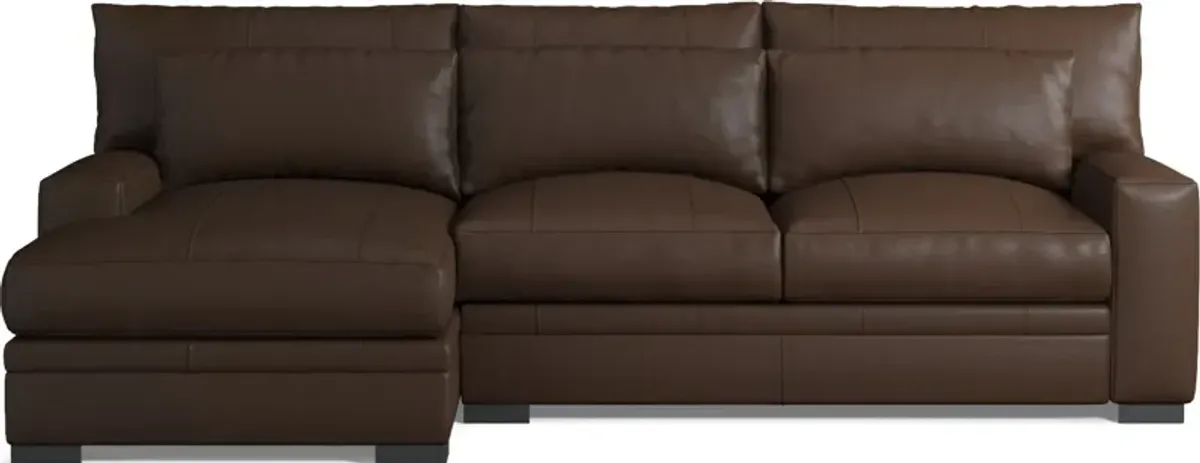 Winston 2-Piece Leather Foam Comfort Sectional With Left-Facing Chaise - Siena Coffee