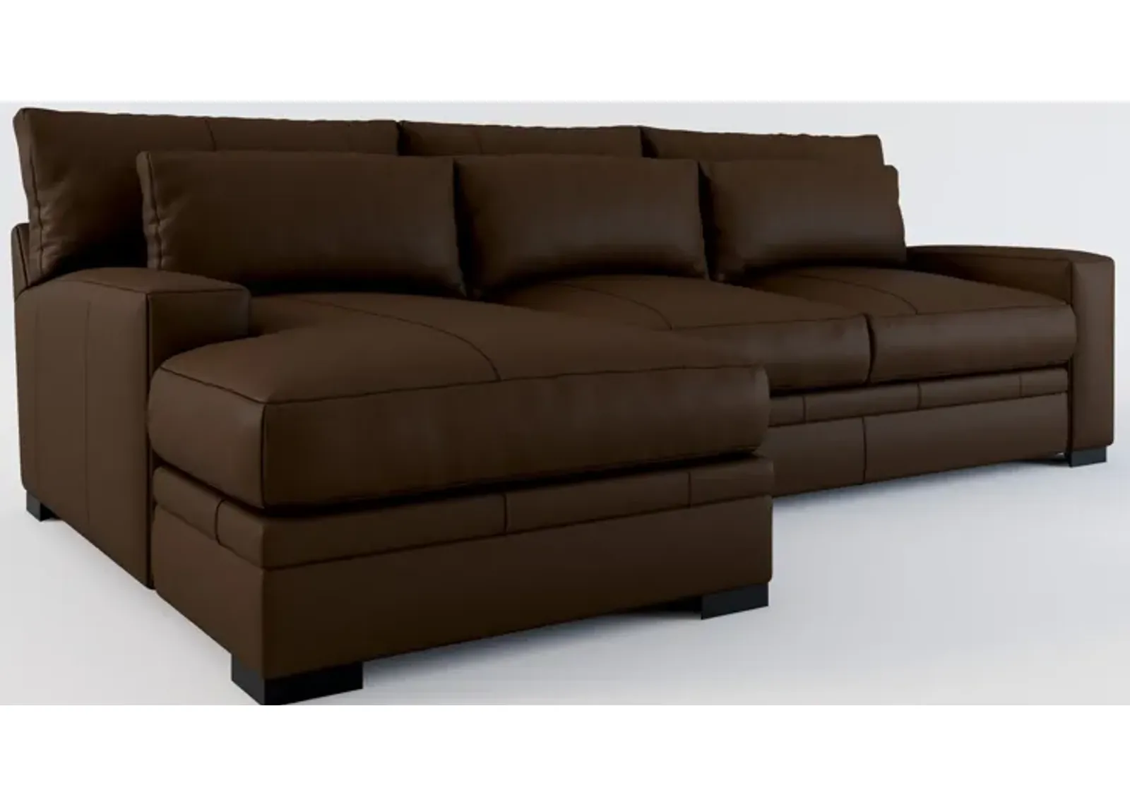 Winston 2-Piece Leather Foam Comfort Sectional With Left-Facing Chaise - Siena Coffee