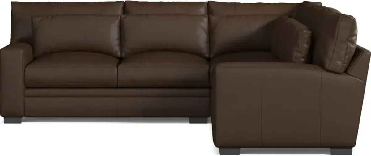 Winston 3-Piece Leather Foam Comfort Sectional - Siena Coffee