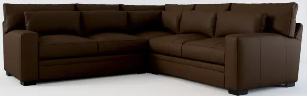 Winston 3-Piece Leather Foam Comfort Sectional - Siena Coffee