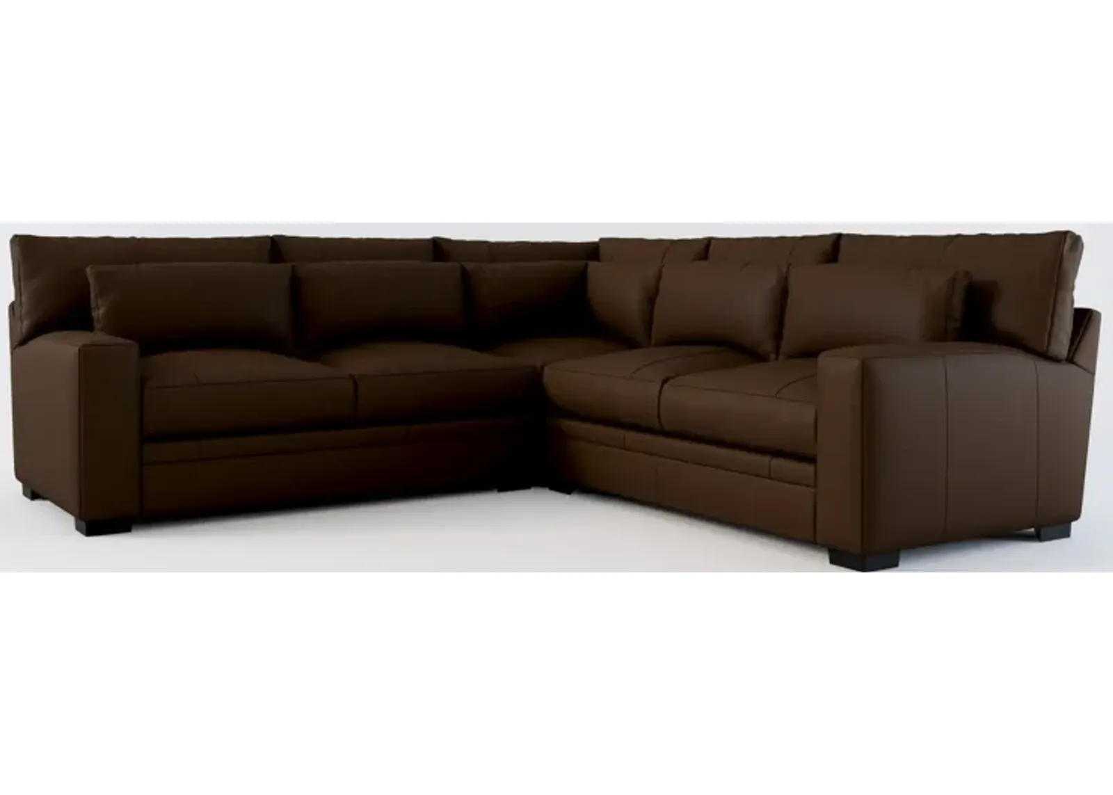 Winston 3-Piece Leather Foam Comfort Sectional - Siena Coffee