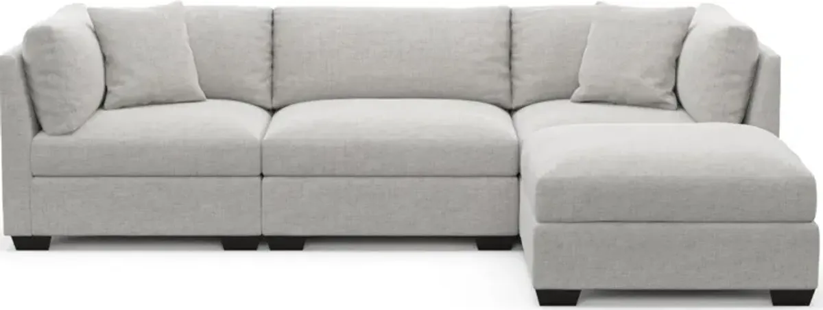 Beckham Hybrid Comfort 3-Piece Sofa and Ottoman - Adario Fog