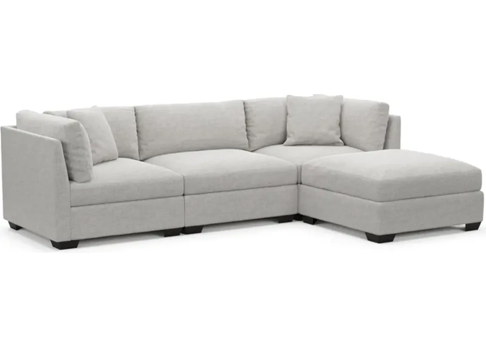 Beckham Hybrid Comfort 3-Piece Sofa and Ottoman - Adario Fog