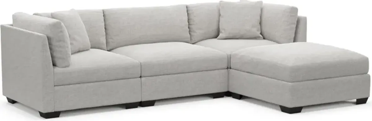 Beckham Hybrid Comfort 3-Piece Sofa and Ottoman - Adario Fog