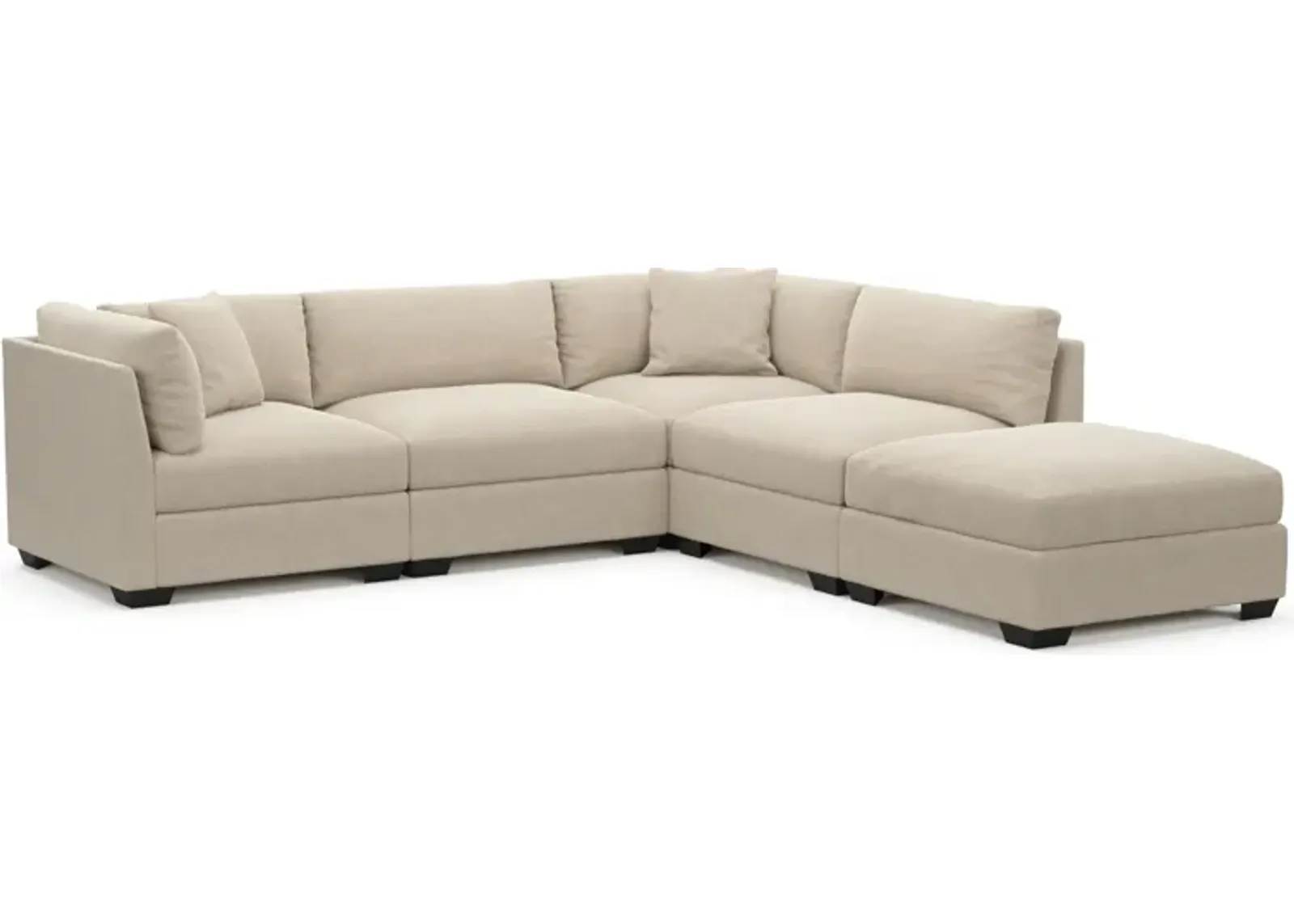 Beckham Hybrid Comfort 4-Piece Sectional and Ottoman - Basker Antique