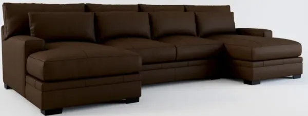 Winston 3-Piece Leather Foam Comfort Sectional with Dual Chaise - Siena Coffee