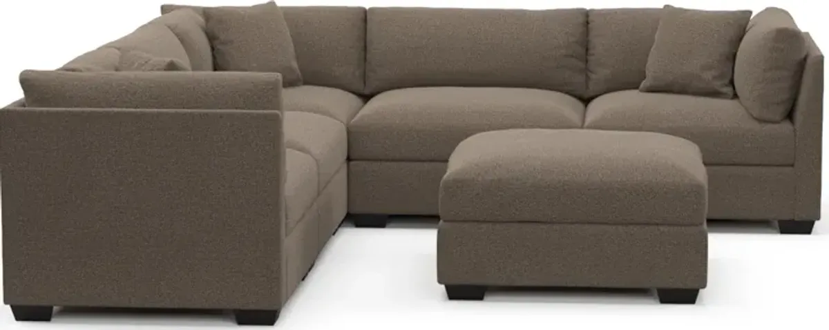 Beckham Hybrid Comfort 5-Piece Sectional and Ottoman - Liv Umber