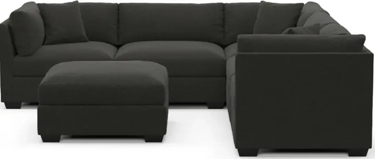 Beckham Hybrid Comfort 5-Piece Sectional and Ottoman - Liv Onyx