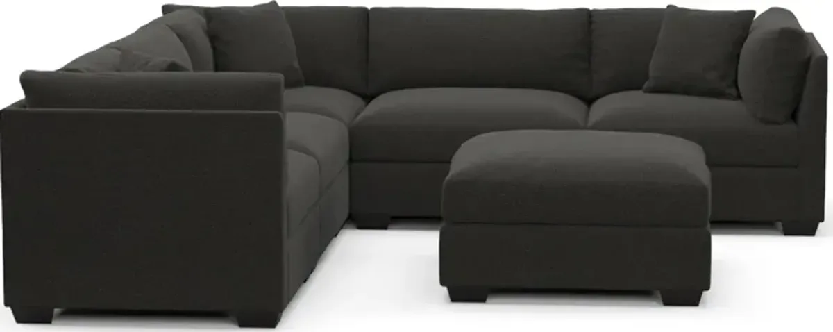 Beckham Hybrid Comfort 5-Piece Sectional and Ottoman - Liv Onyx