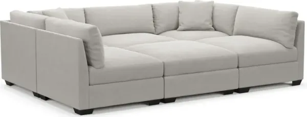 Beckham Hybrid Comfort 6-Piece Pit Sectional - Basker Dove