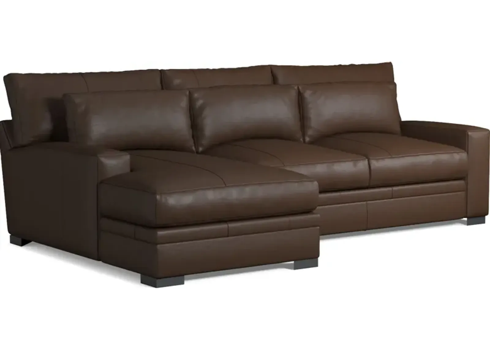 Winston 2-Piece Leather Hybrid Comfort Sectional With Left-Facing Chaise - Siena Coffee