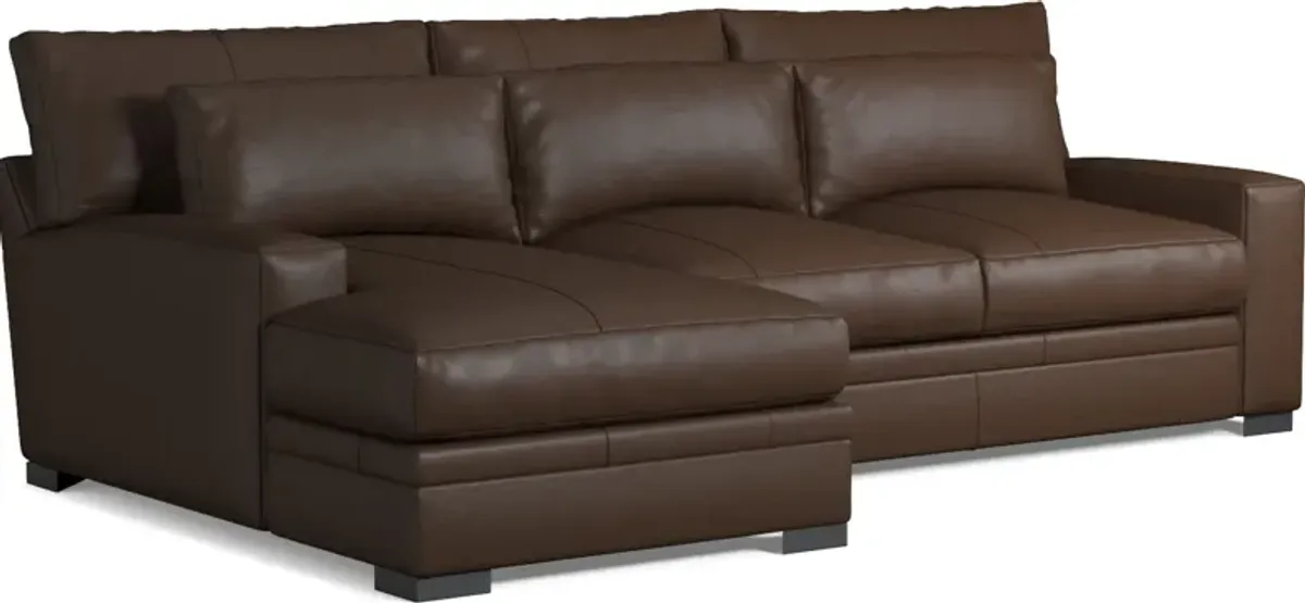 Winston 2-Piece Leather Hybrid Comfort Sectional With Left-Facing Chaise - Siena Coffee