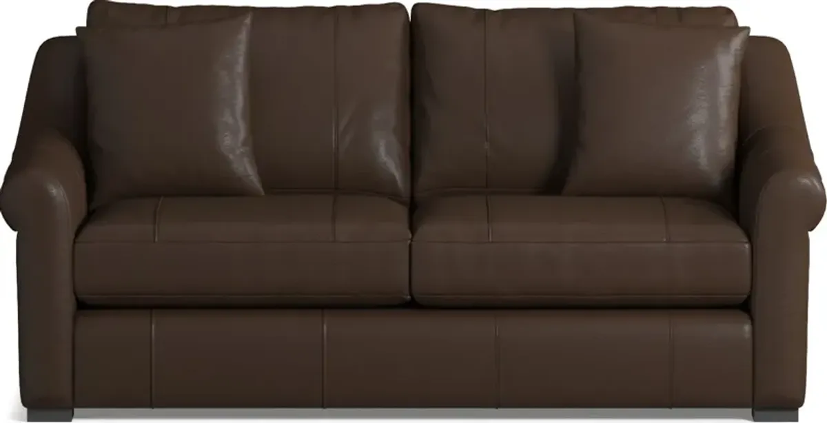 Bowery Leather Foam Comfort 77" Sofa - Siena Coffee