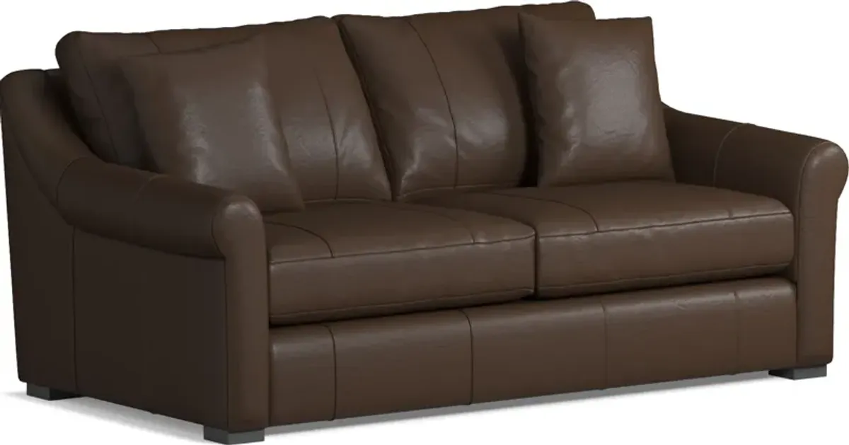 Bowery Leather Foam Comfort 77" Sofa - Siena Coffee