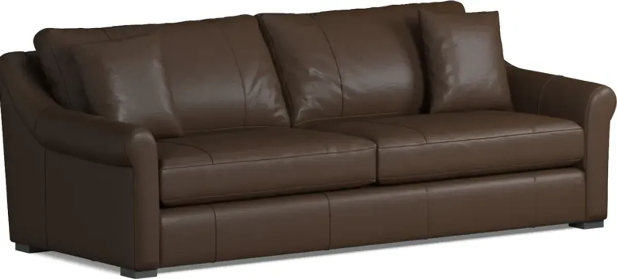 Bowery Leather Foam Comfort 97" Sofa - Siena Coffee