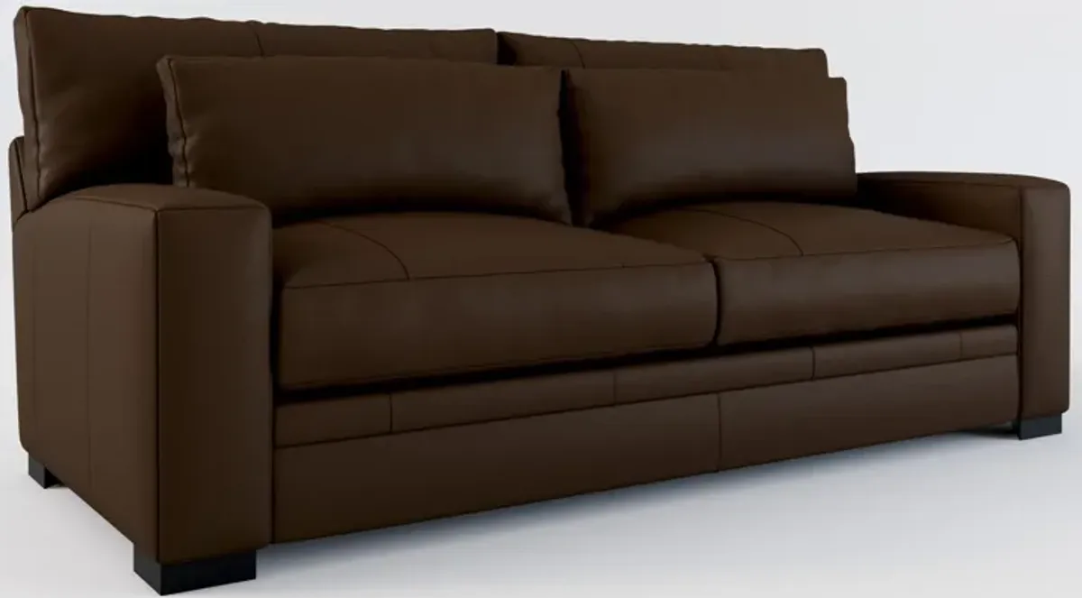 Winston Leather Foam Comfort Sofa - Siena Coffee