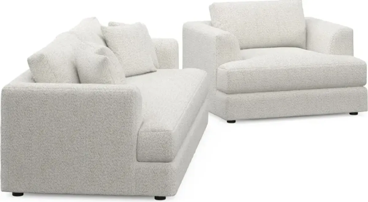 Ridley Foam Comfort Sofa and Chair Set - River Rock Ivory