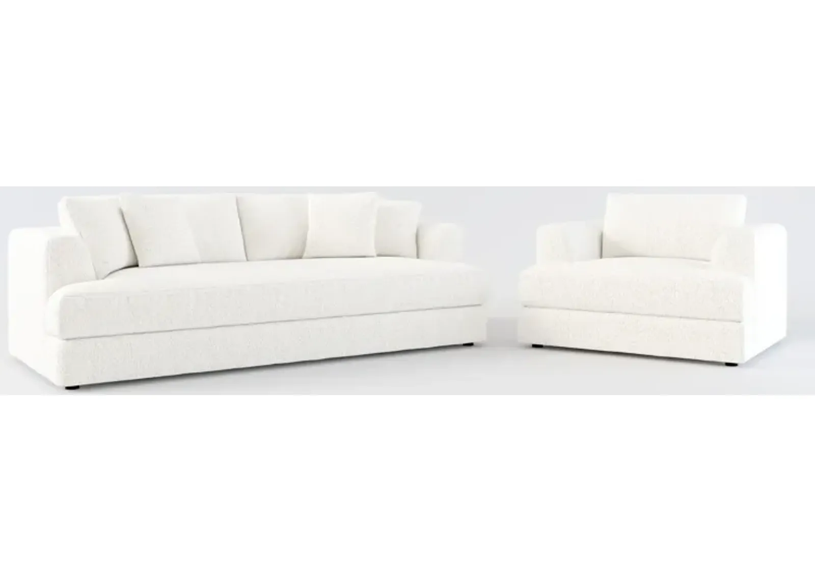 Ridley Foam Comfort Sofa and Chair Set - River Rock Ivory