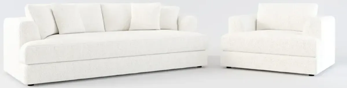 Ridley Foam Comfort Sofa and Chair Set - River Rock Ivory